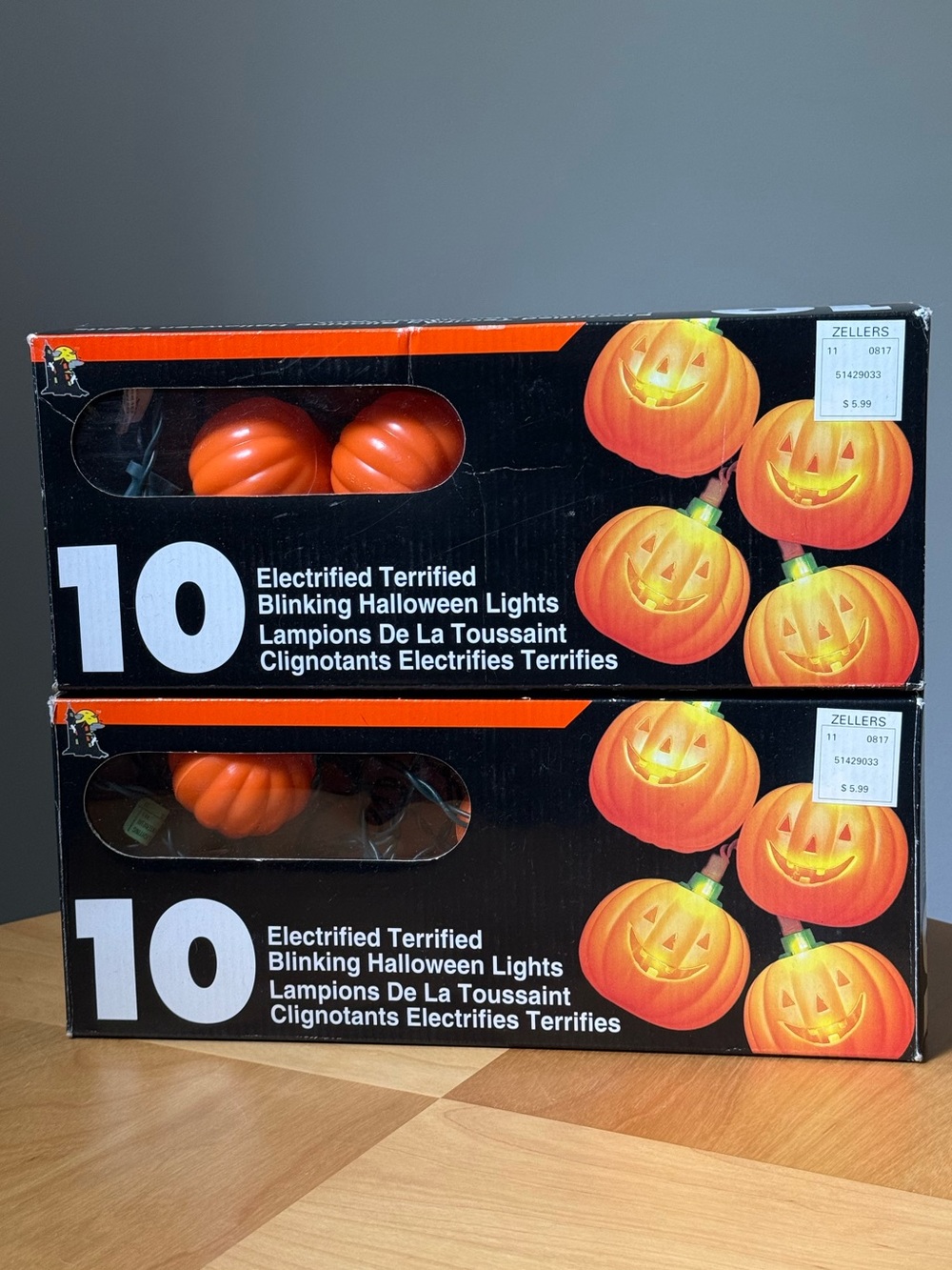 NOS Set of 2 Vintage Plug-In Blinking Halloween Pumpkin Shaped Lights by Zellers